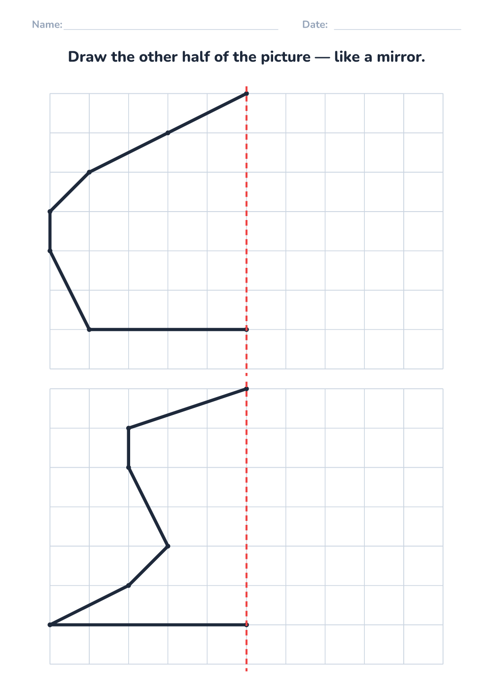 Symmetry drawing worksheet (medium, printable)