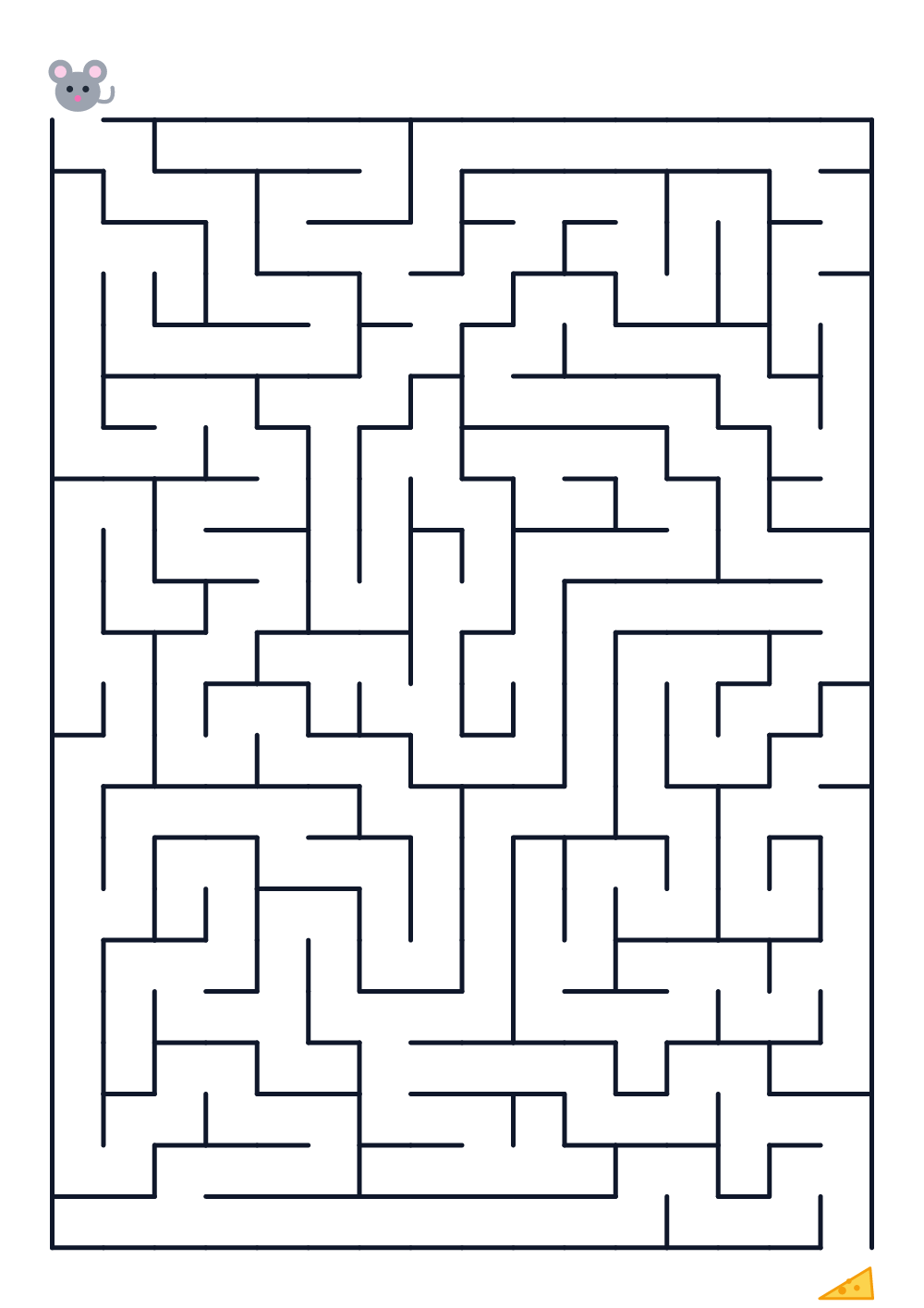 Maze for kids age 6-8 — mouse and cheese (printable)