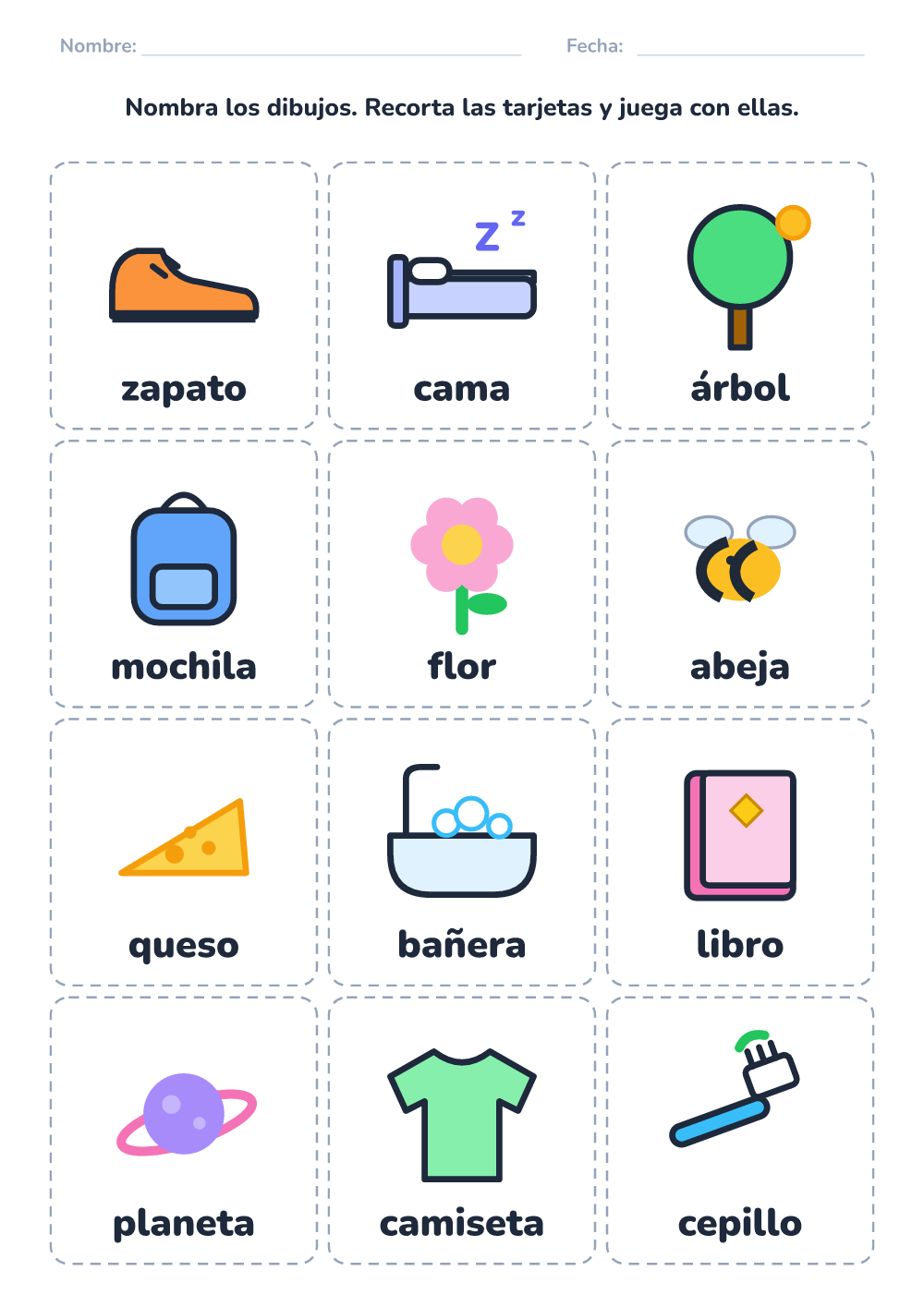 Tarjetas para nombrar (difícil, para imprimir)