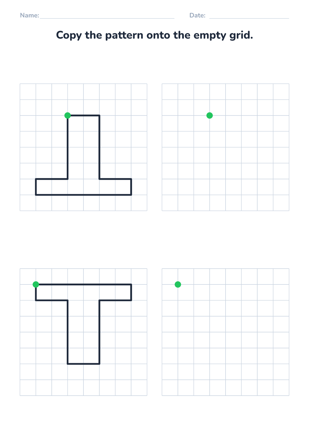 Copy the pattern on the grid (easy, printable)