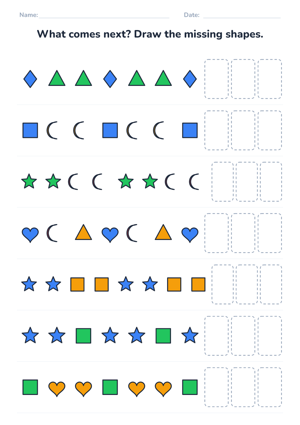 Complete the pattern (medium, printable)