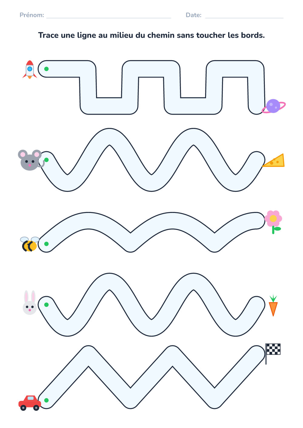 Contrôle du crayon – fiche (moyen, à imprimer)