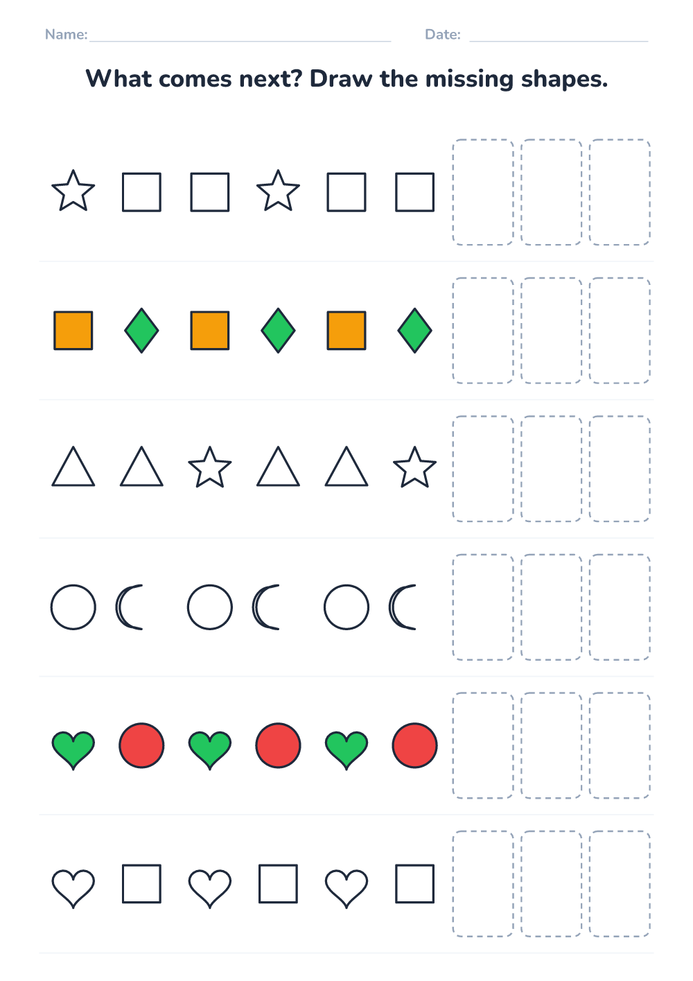Complete the pattern (easy, printable)