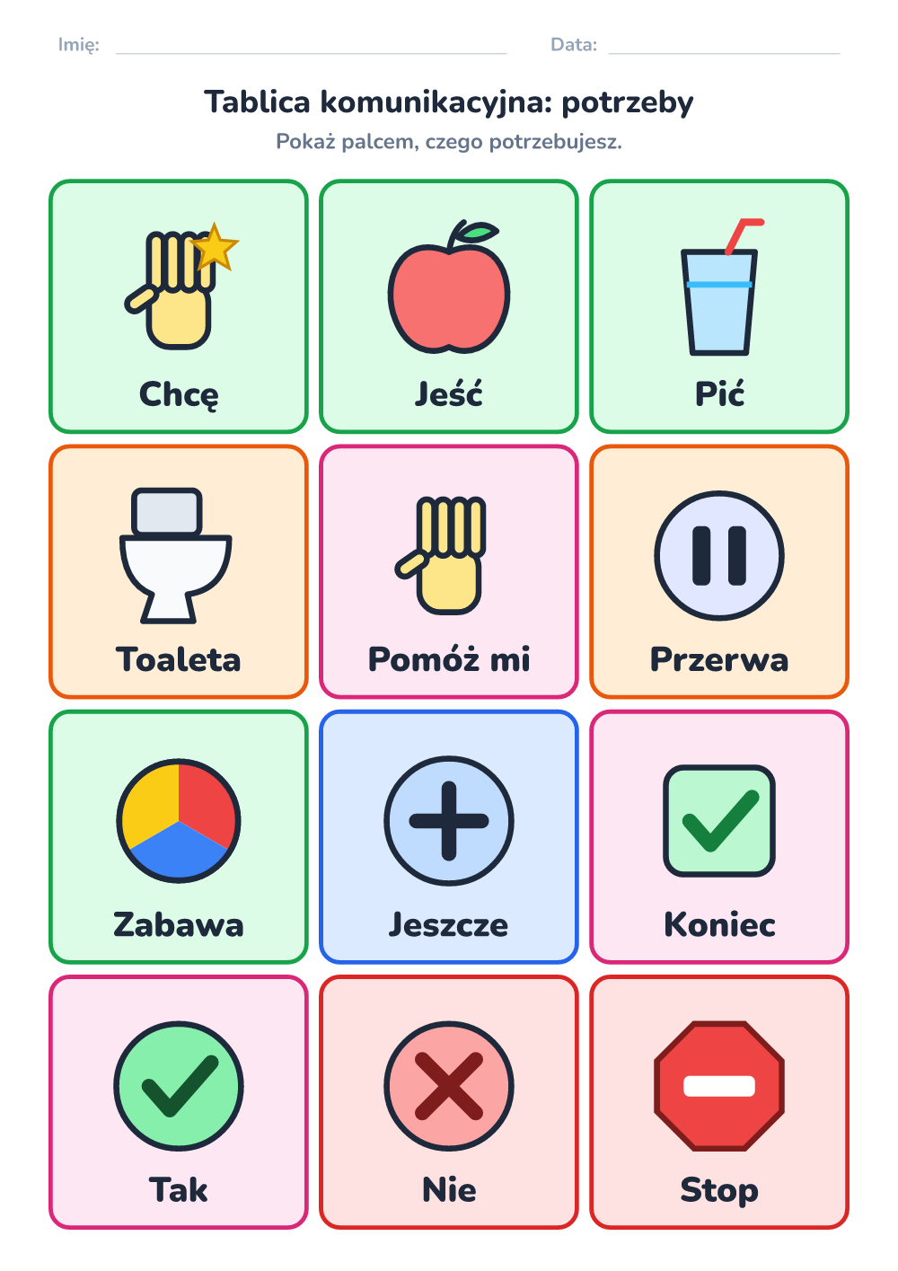 Tablica komunikacyjna — potrzeby (trudny, do druku)