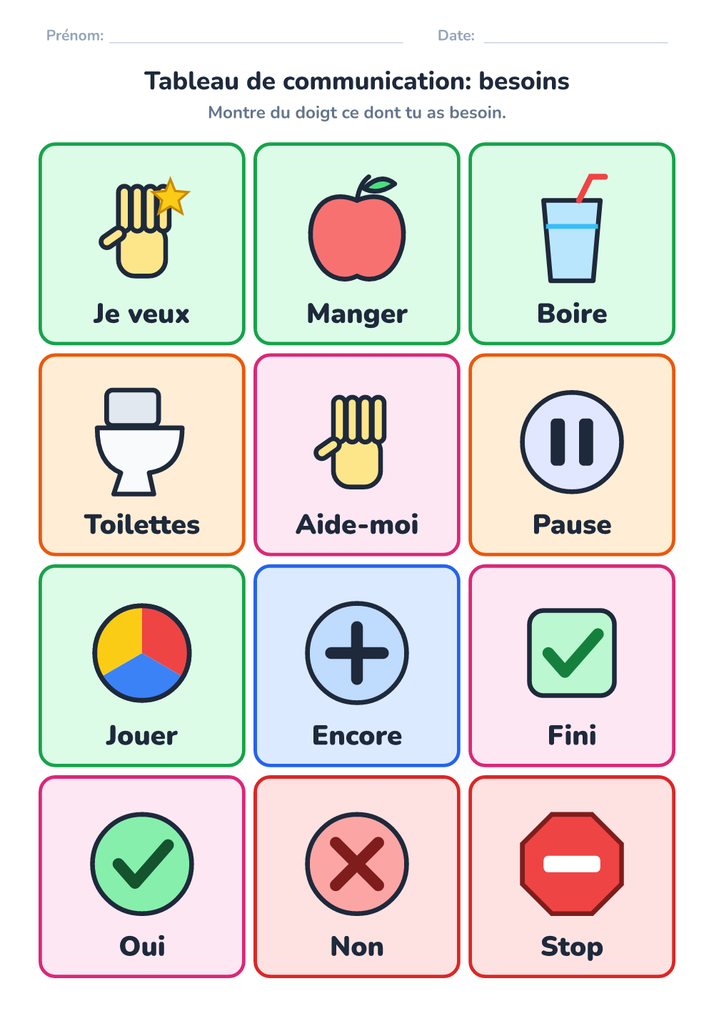 Tableau de communication — besoins (difficile, à imprimer)