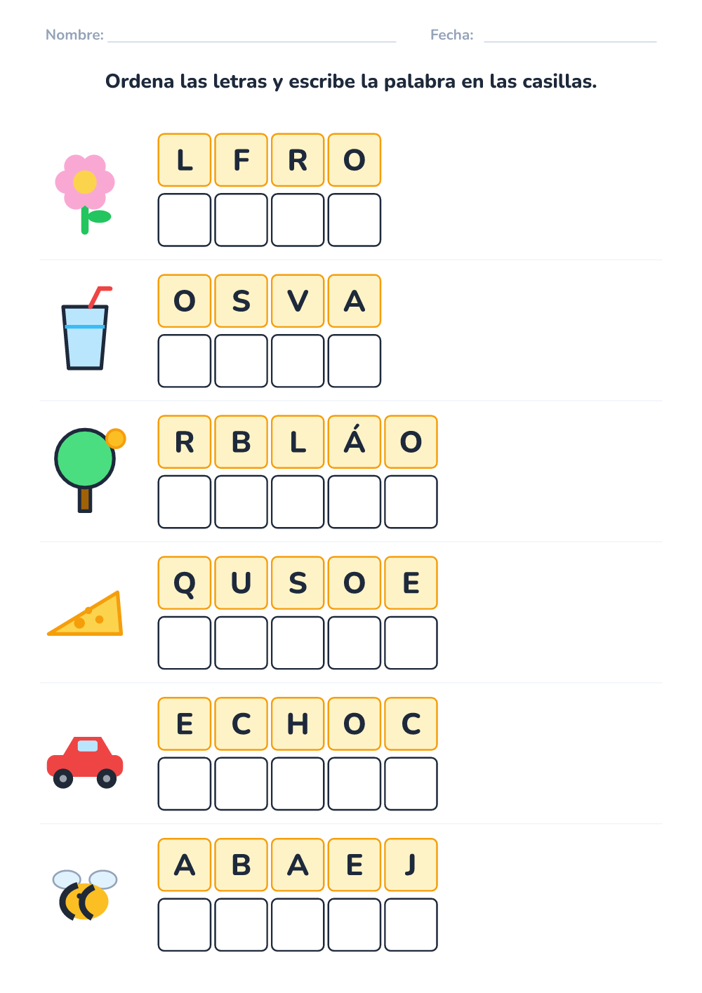 Letras desordenadas (medio, para imprimir)