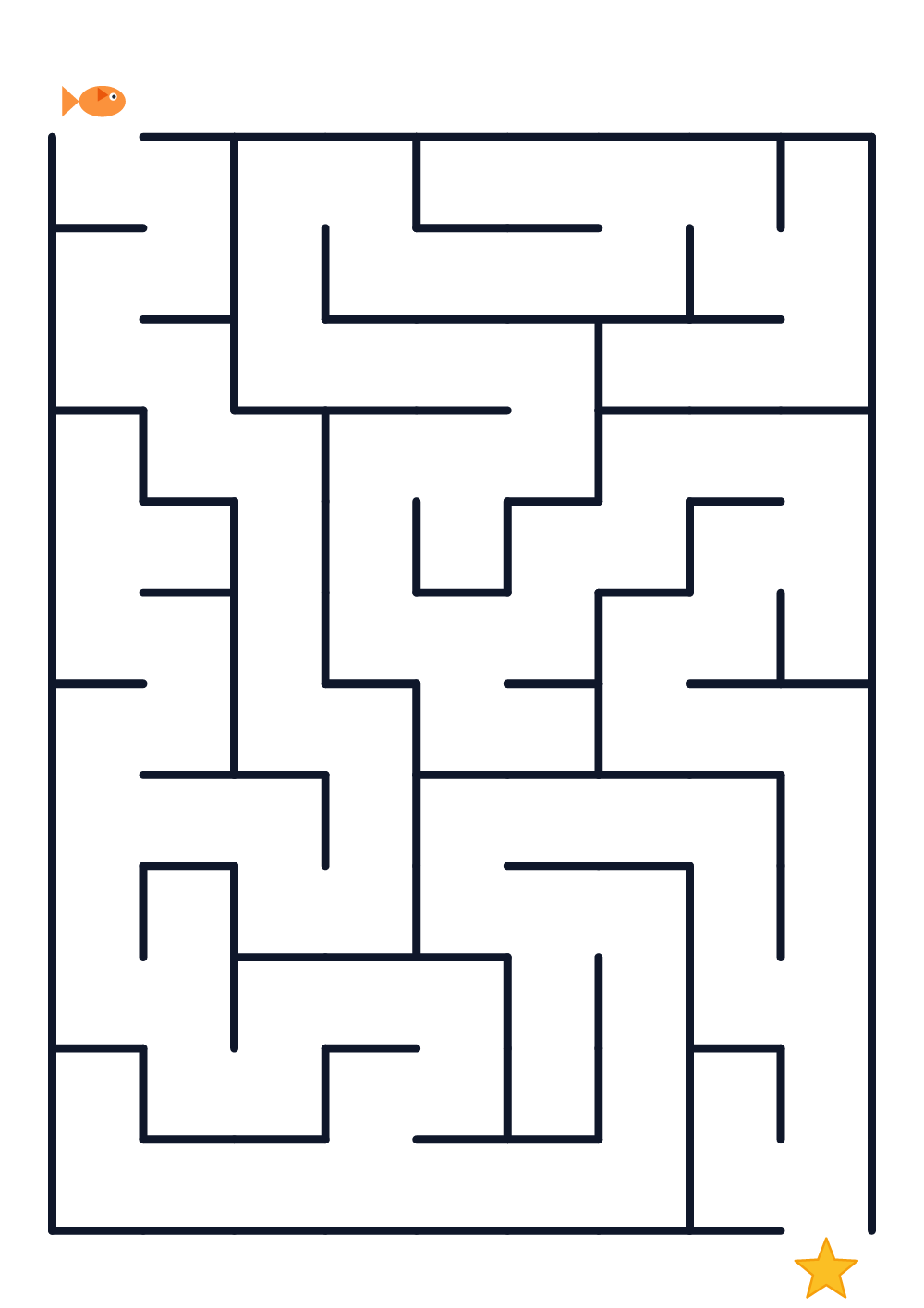Maze for kids age 4-5 — fish and star (printable)