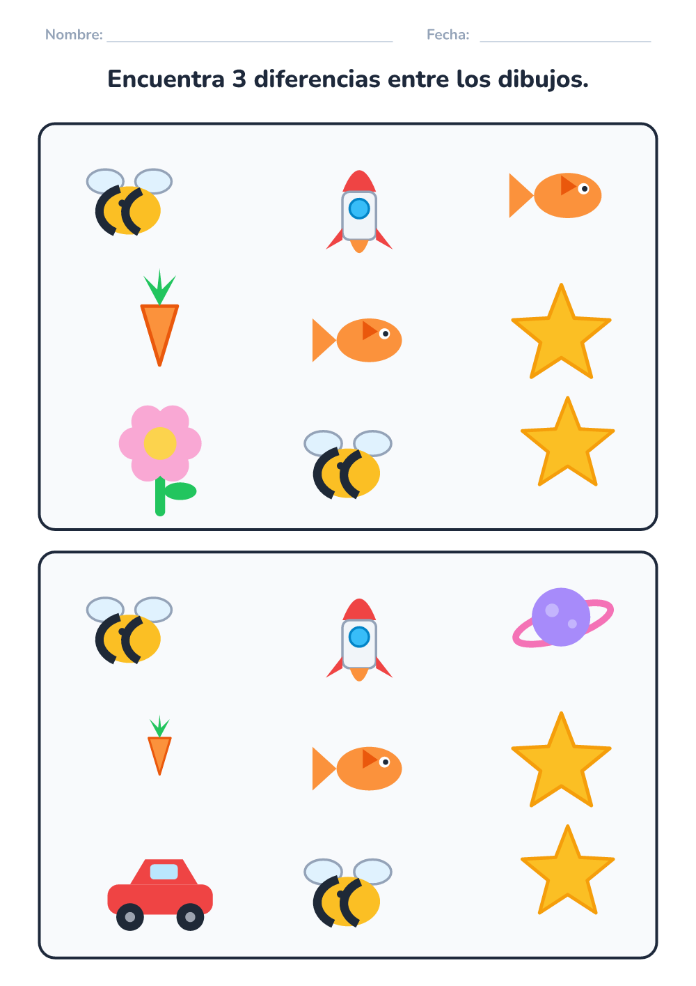 Encuentra las diferencias (fácil, para imprimir)