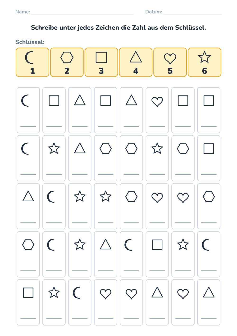 Symbol-Code (mittel, zum Ausdrucken)