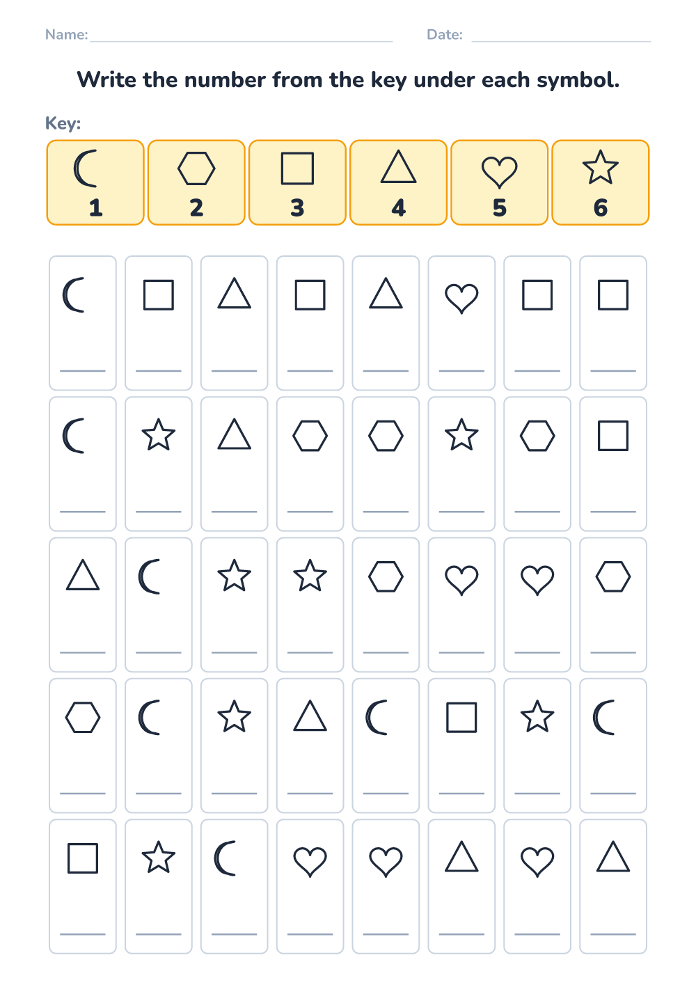 Symbol coding (medium, printable)