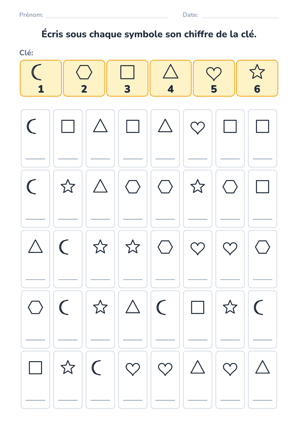Code secret (moyen, à imprimer)