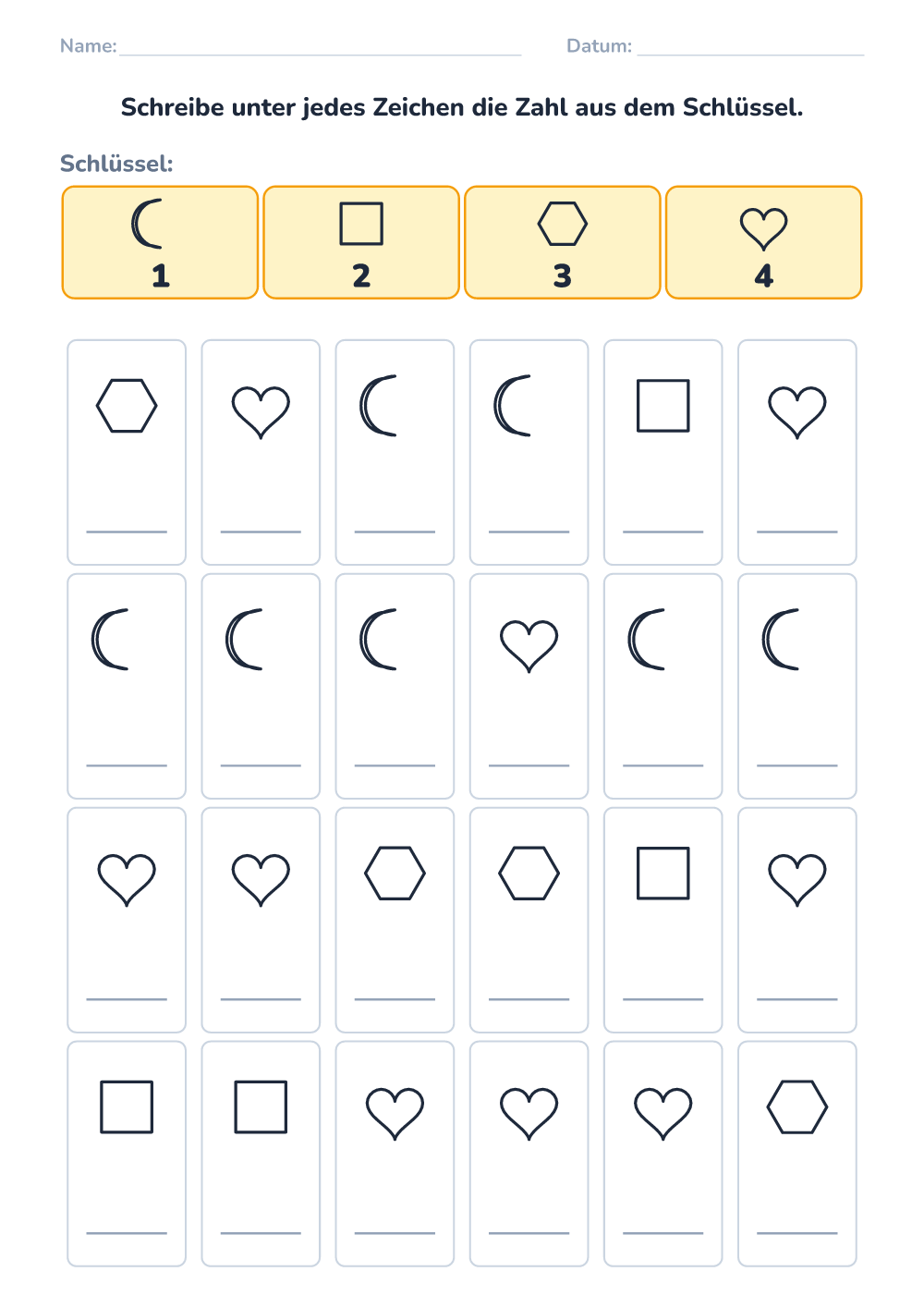 Symbol-Code (leicht, zum Ausdrucken)
