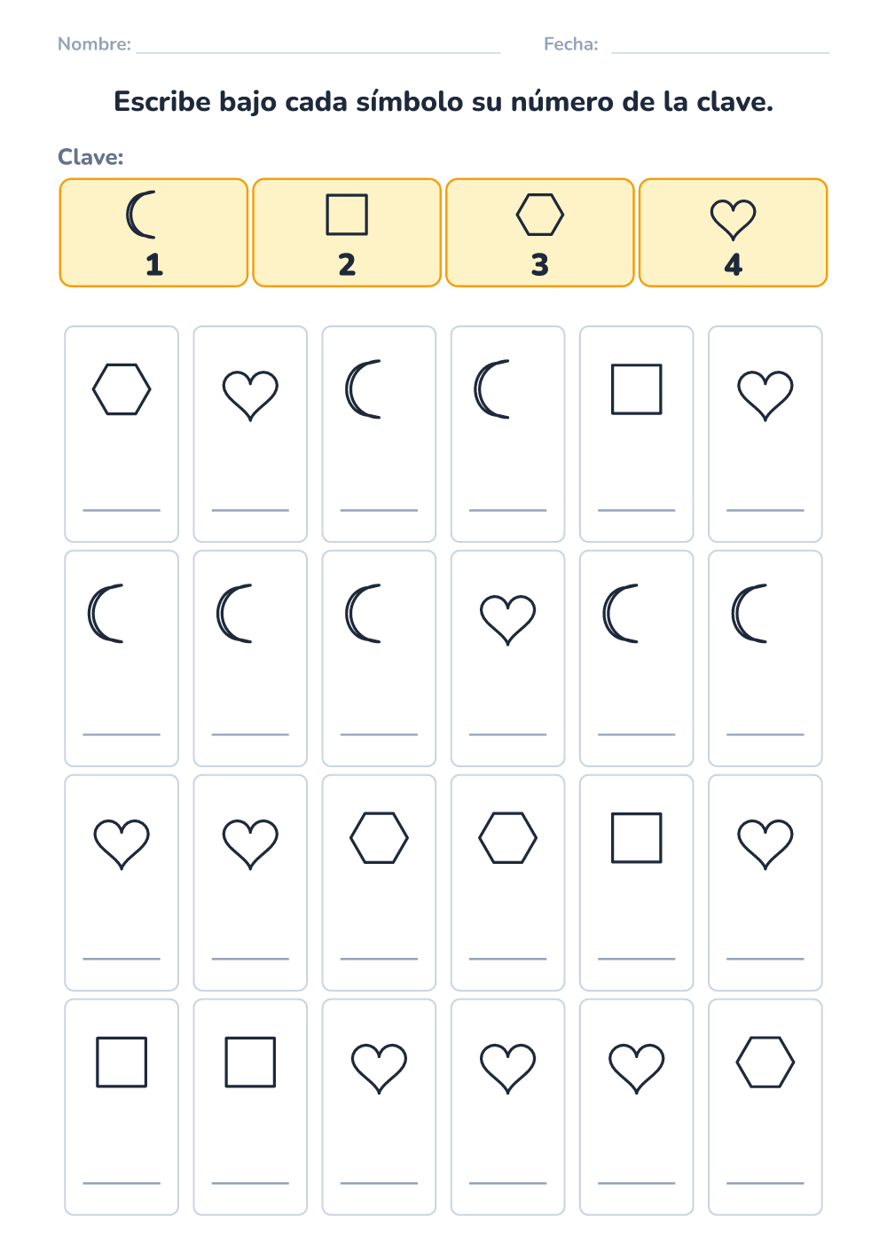 Código de símbolos (fácil, para imprimir)