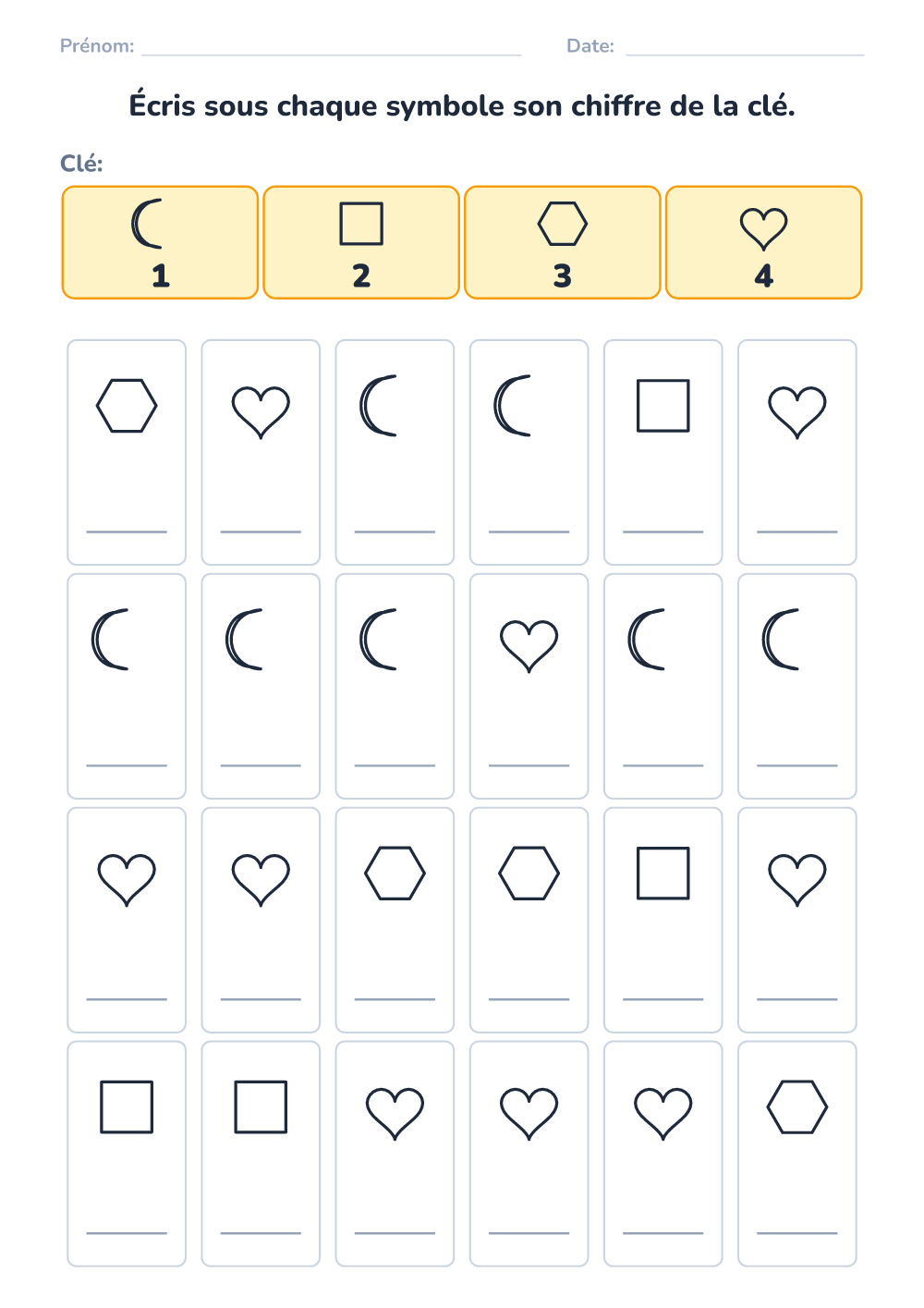 Code secret (facile, à imprimer)