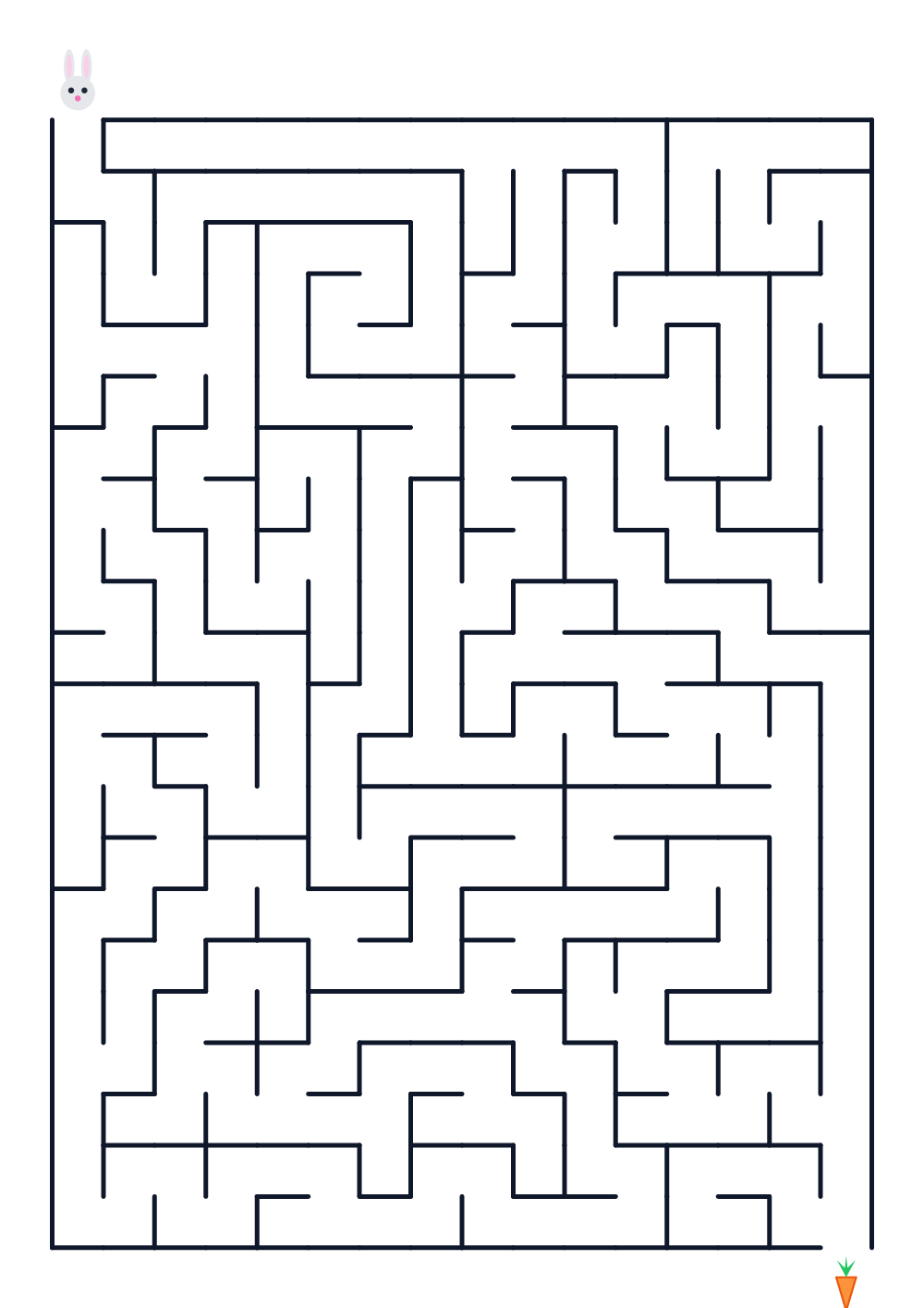 Maze for kids age 6-8 — rabbit and carrot (printable)