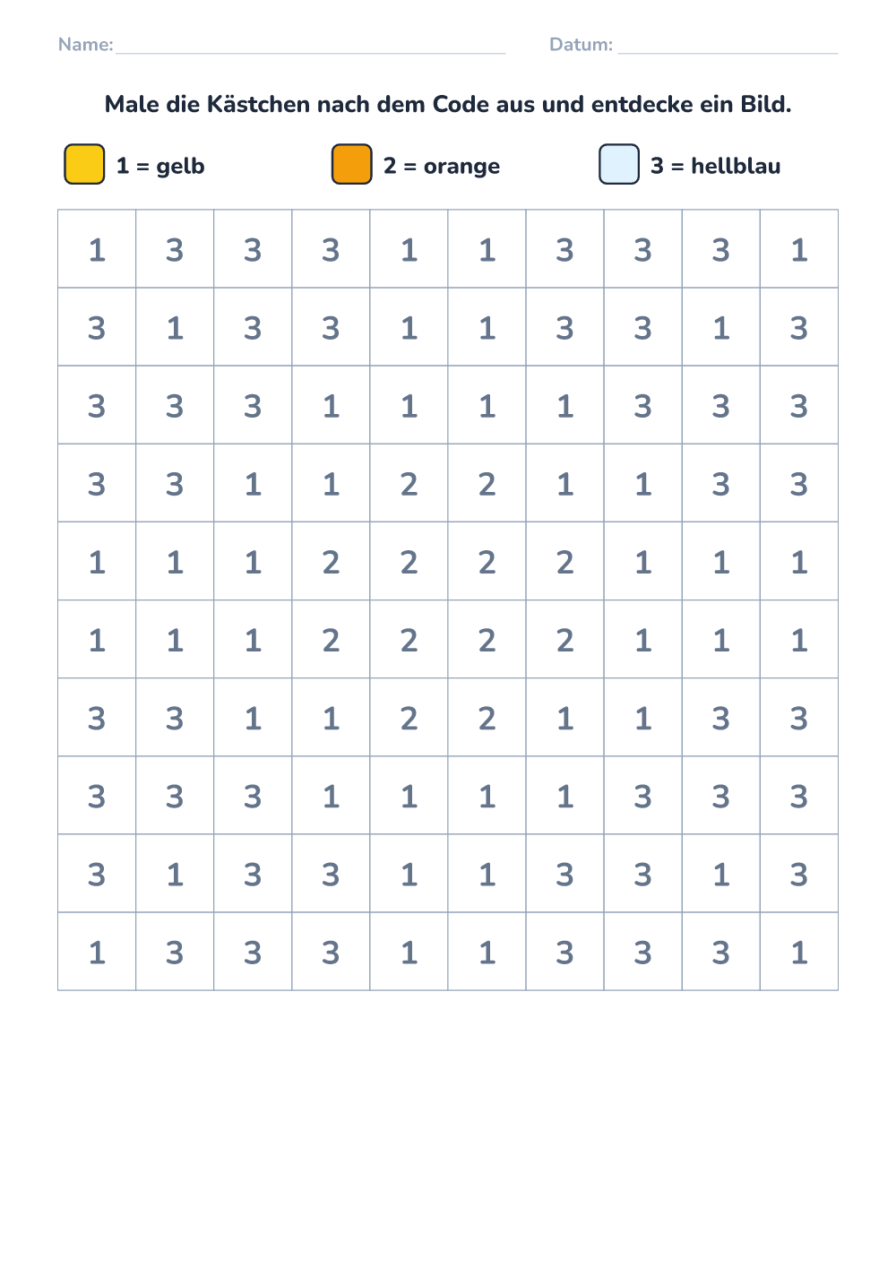 Malen nach Code (leicht, zum Ausdrucken)