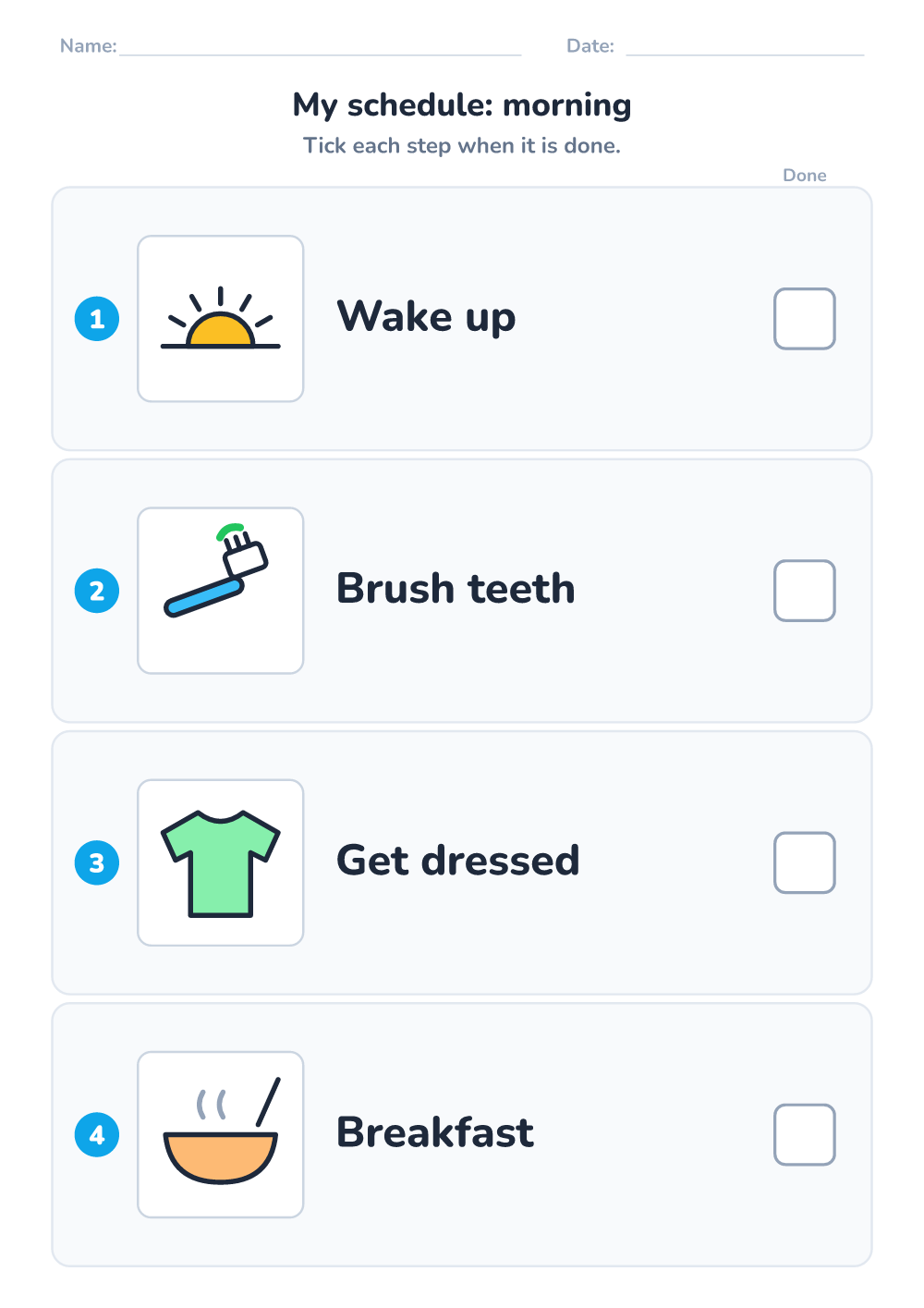 Visual schedule — morning (easy, printable)