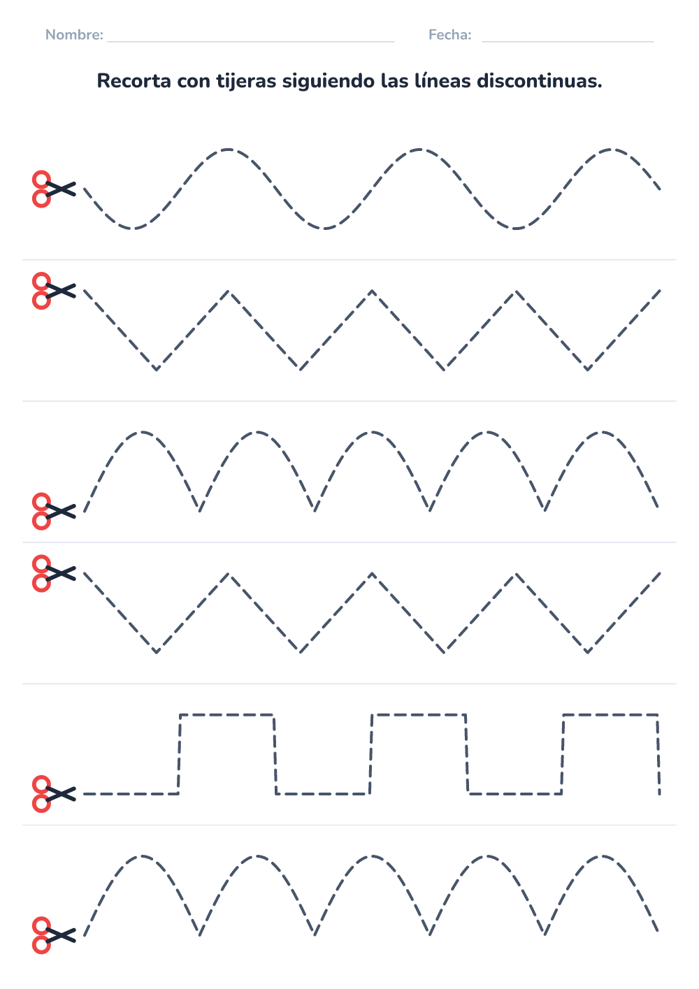 Practicar con tijeras (difícil, para imprimir)