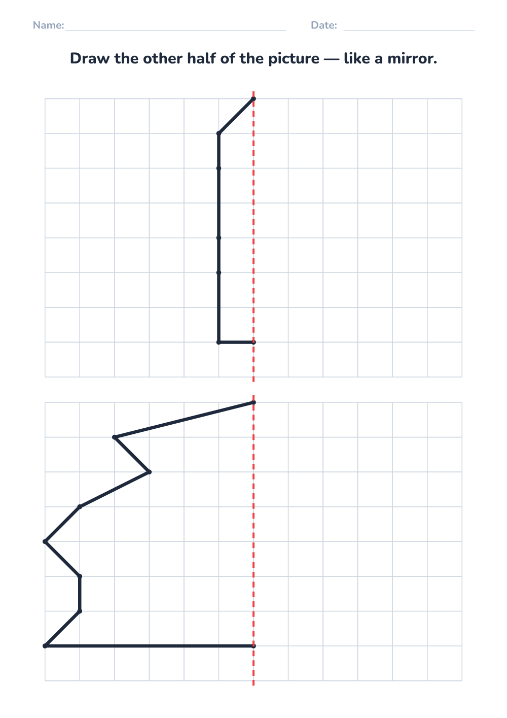 Symmetry drawing worksheet (hard, printable)