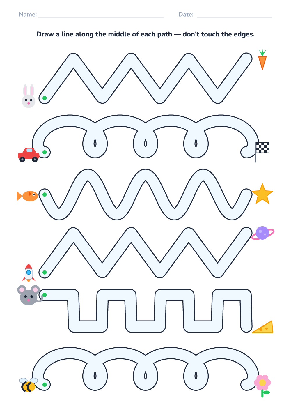 Pencil control worksheet (hard, printable)