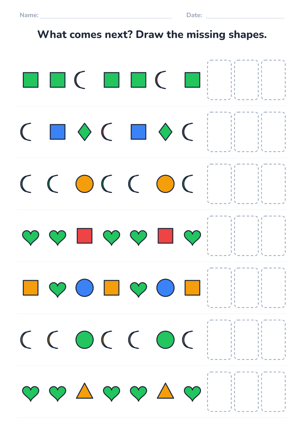 Complete the pattern (medium, printable)