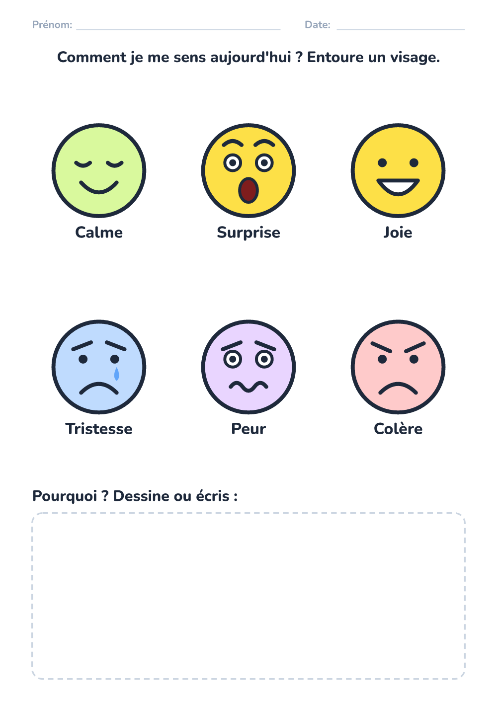 Émotions – fiche — comment je me sens (moyen, à imprimer)