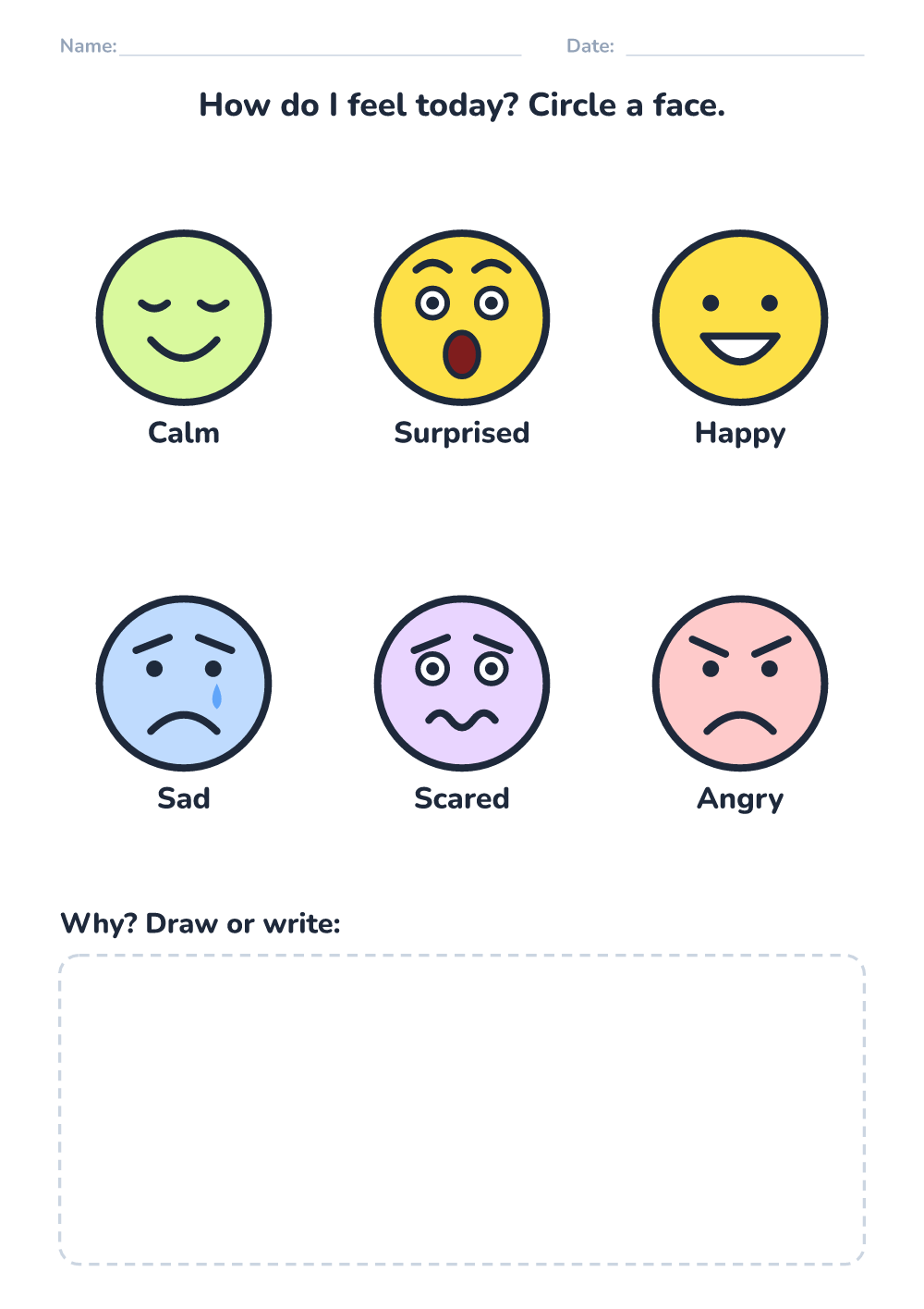 Emotions worksheet — how I feel today (medium, printable)
