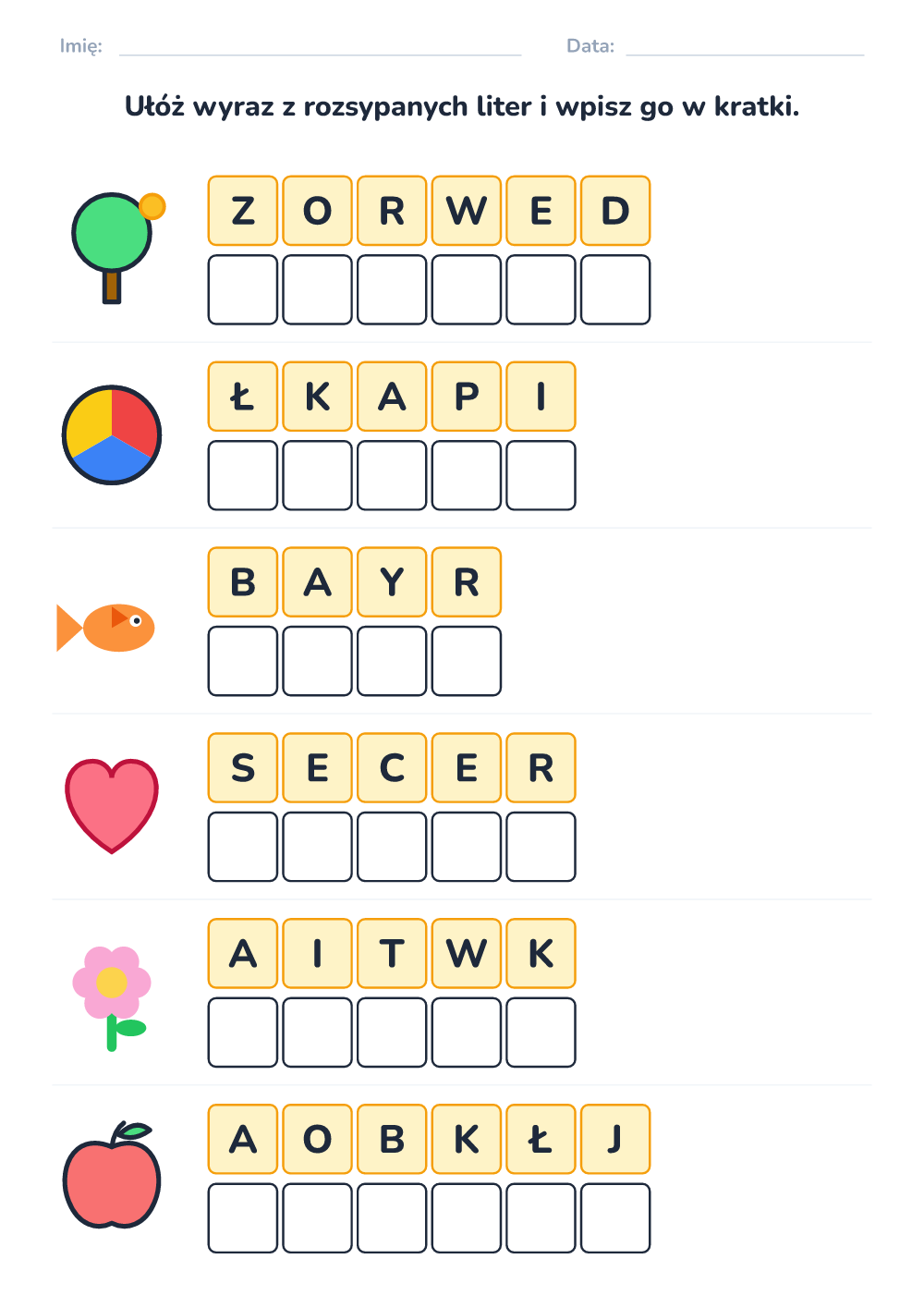 Rozsypanka literowa (średni, do druku)