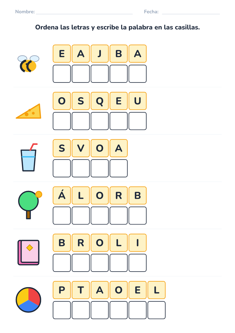 Letras desordenadas (medio, para imprimir)