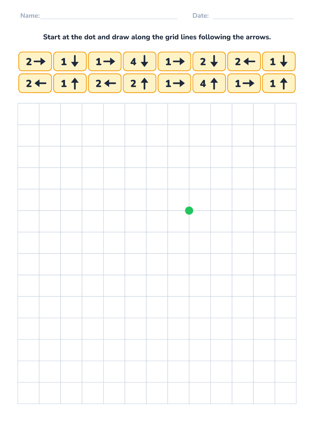 Grid drawing by arrows (hard, printable)