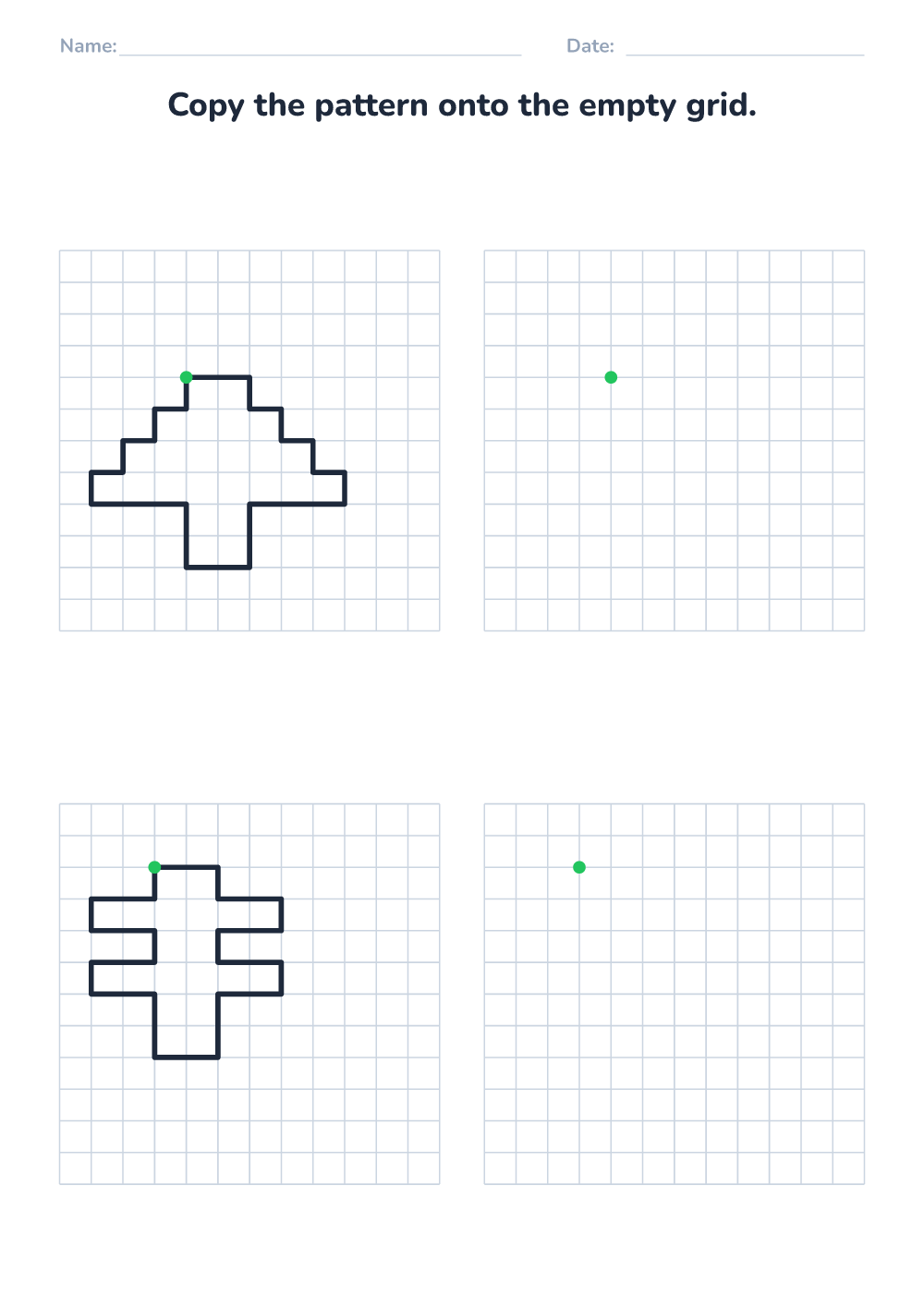 Copy the pattern on the grid (hard, printable)