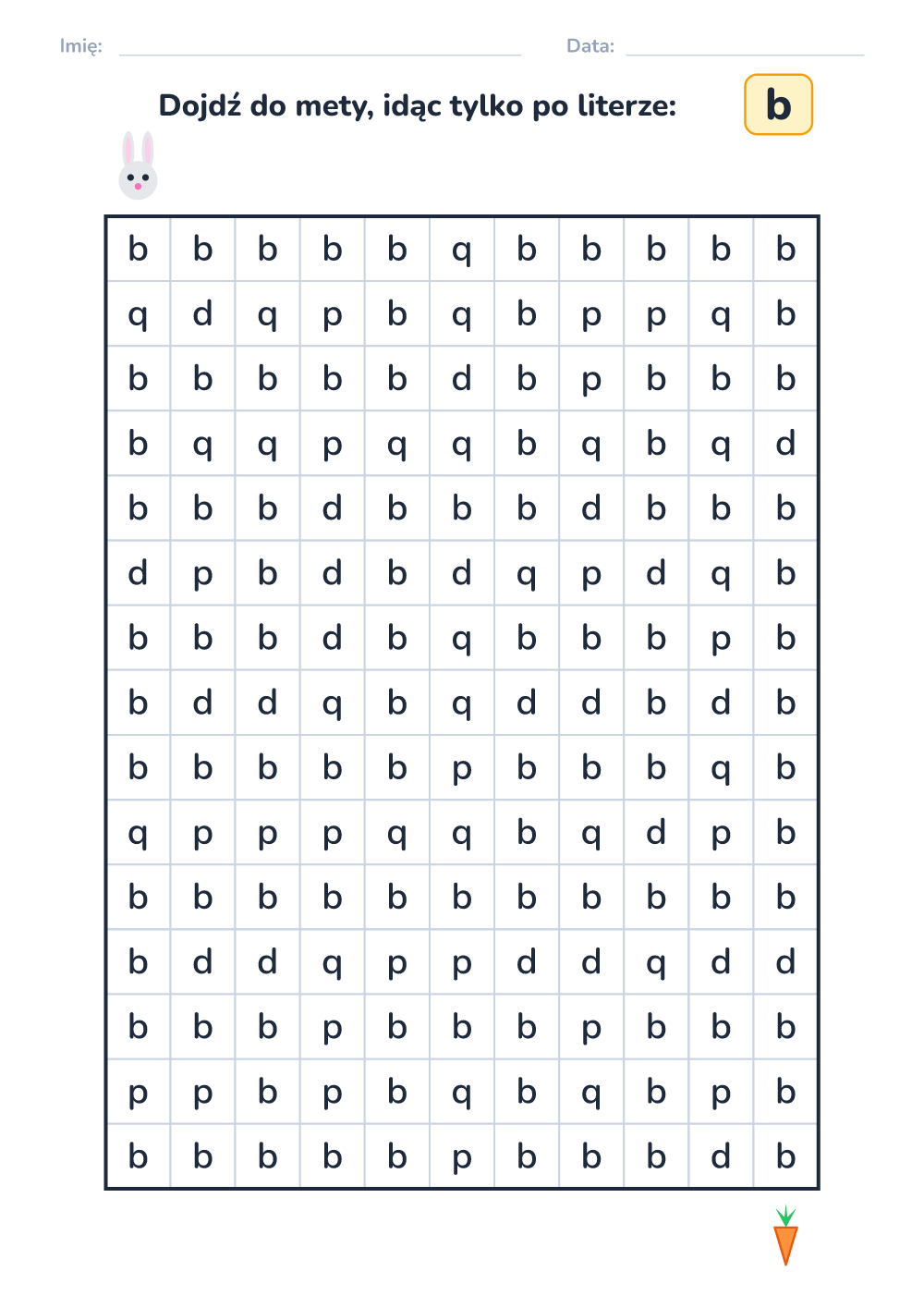 Labirynt literowy b (trudny, do druku)