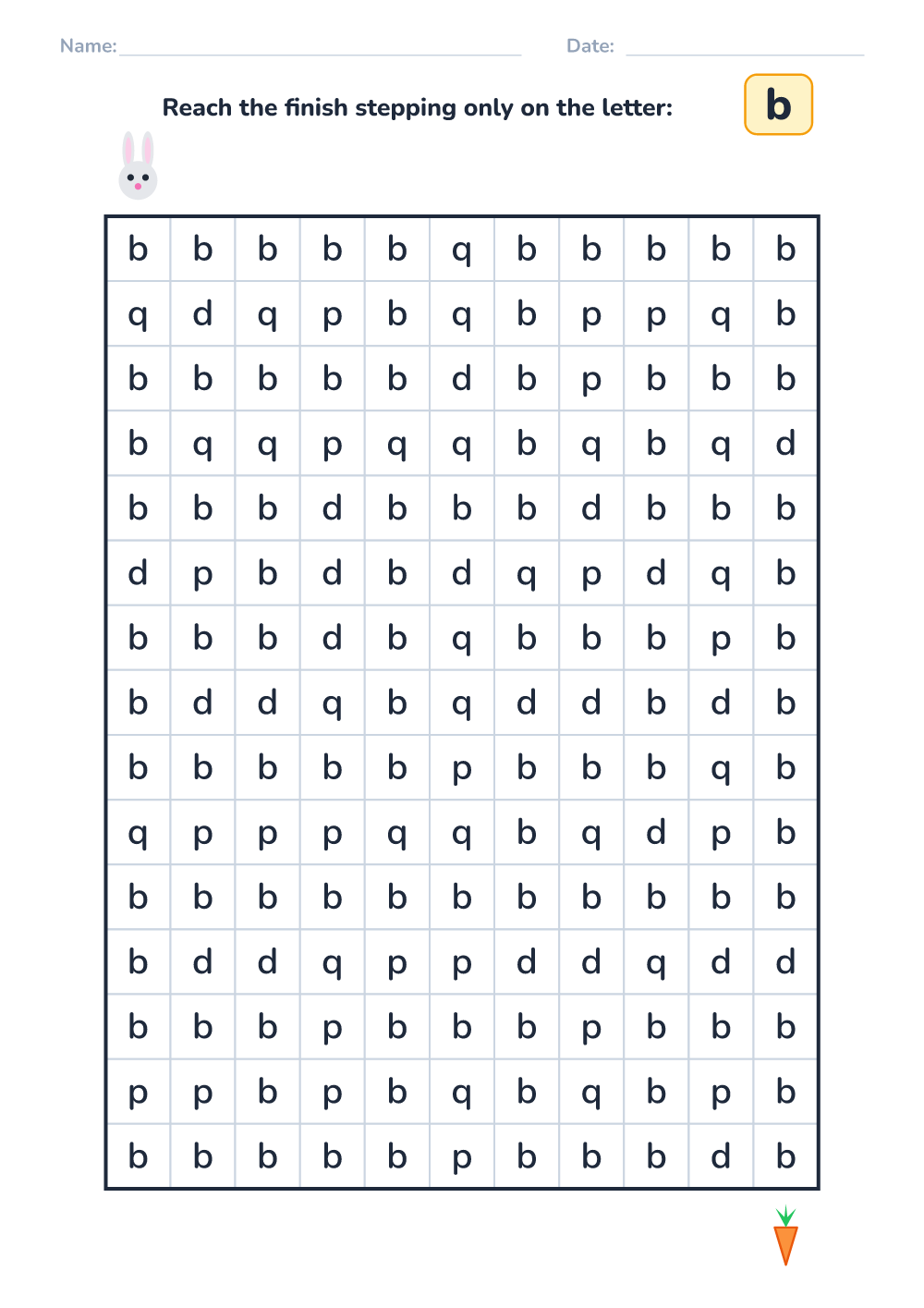 Letter maze b (hard, printable)