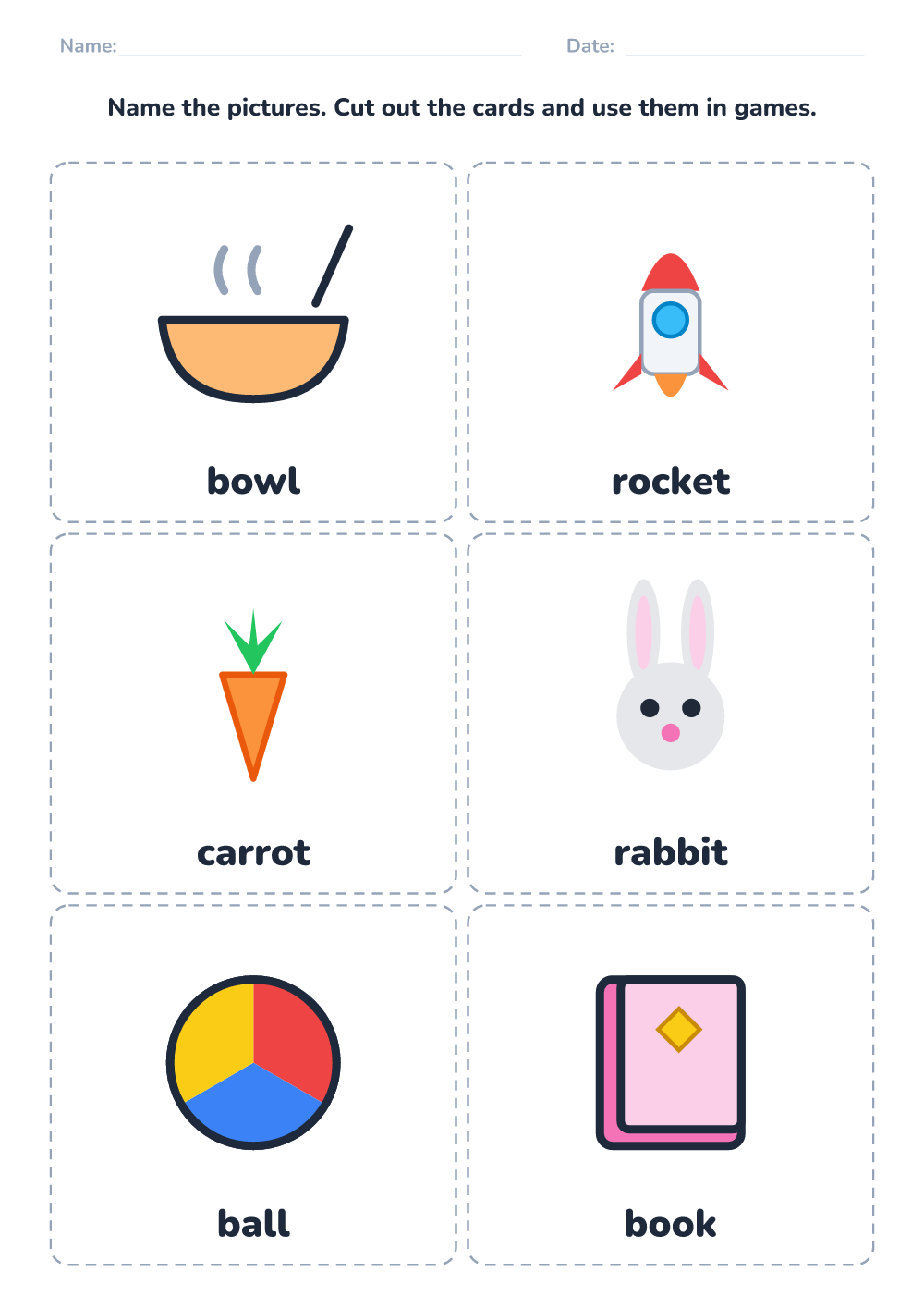 Picture naming cards (easy, printable)