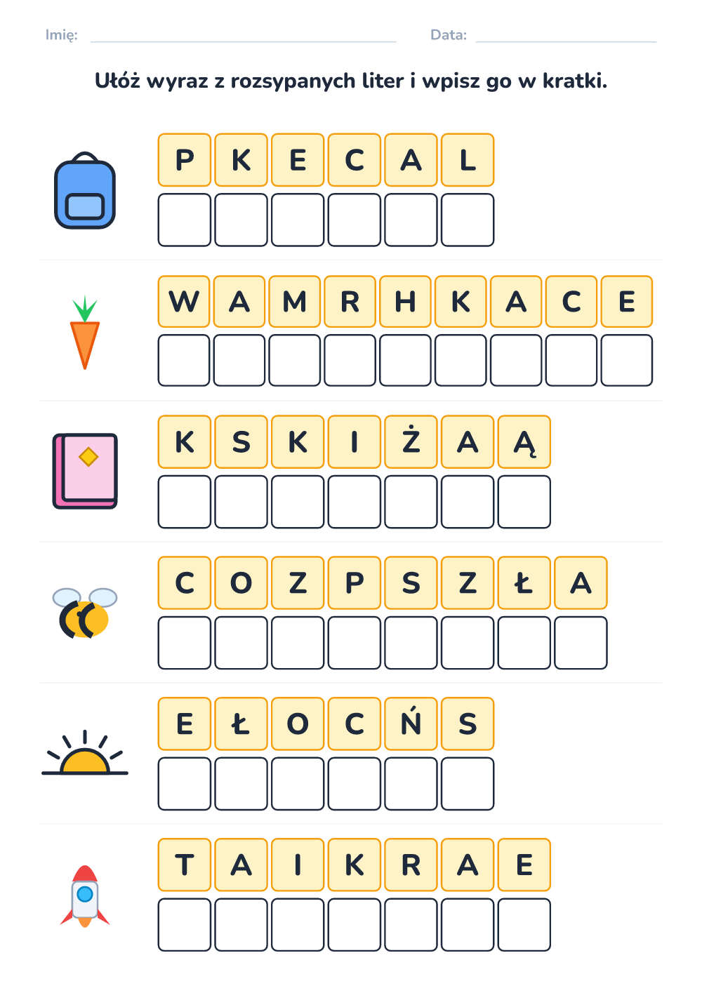Rozsypanka literowa (trudny, do druku)