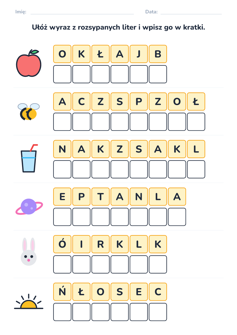 Rozsypanka literowa (trudny, do druku)