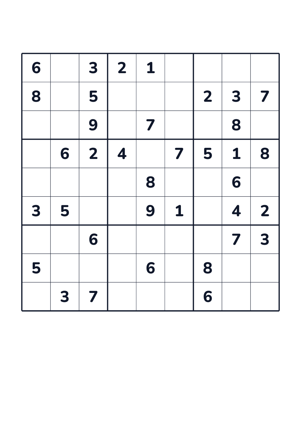 Sudoku 9x9 for kids age 8-10 (printable)