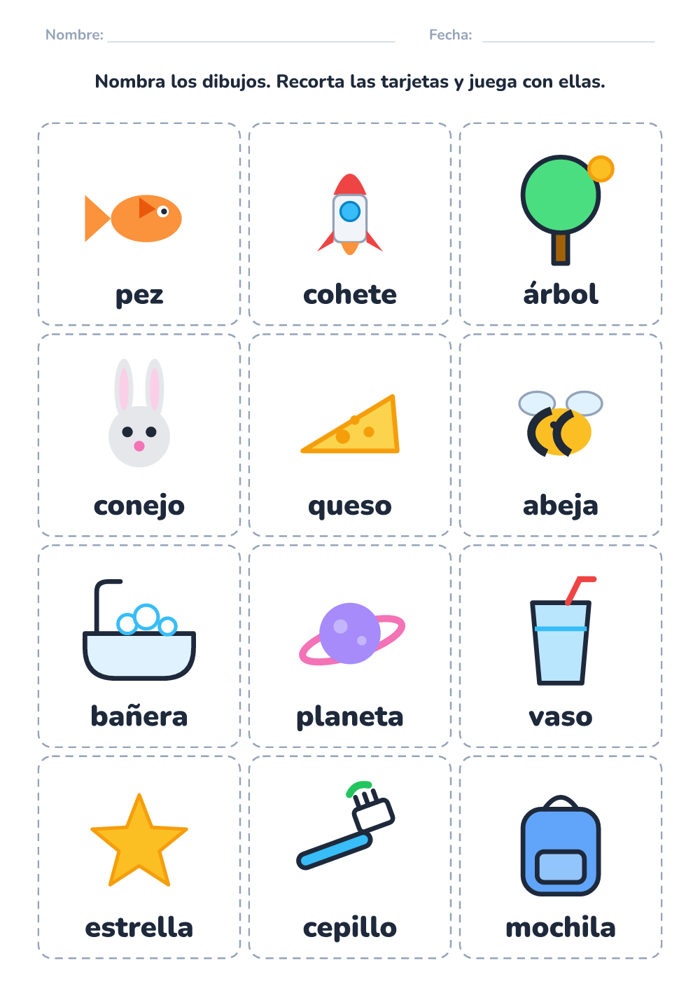 Tarjetas para nombrar (difícil, para imprimir)