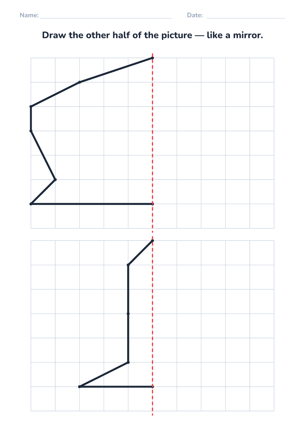 Symmetry drawing worksheet (medium, printable)