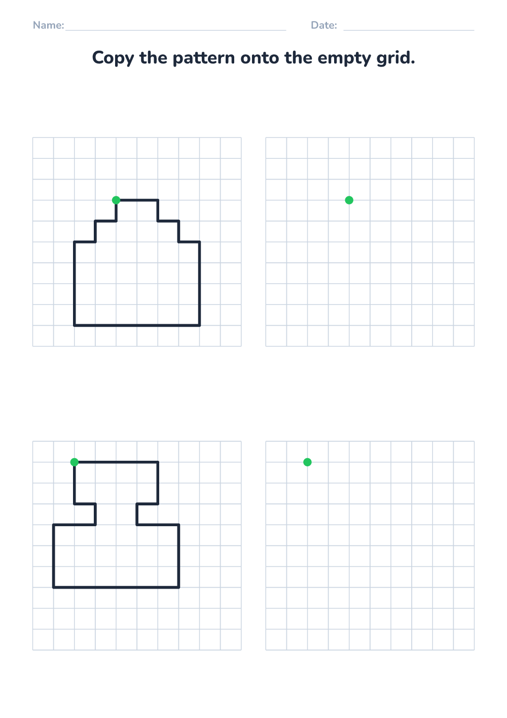 Copy the pattern on the grid (medium, printable)
