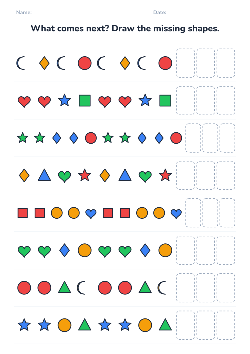Complete the pattern (hard, printable)