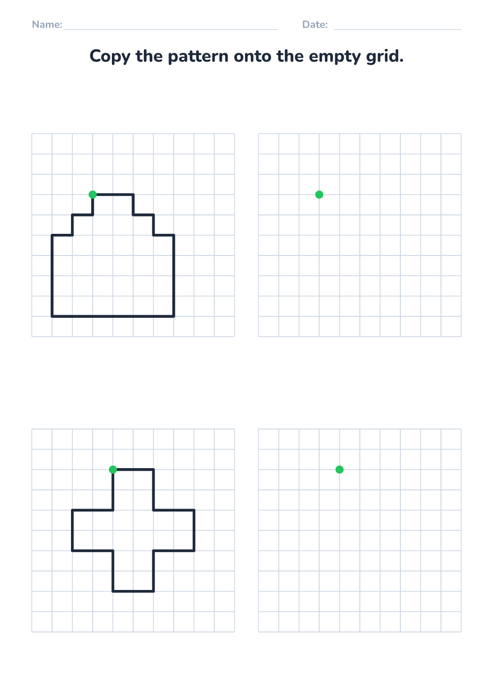 Copy the pattern on the grid (medium, printable)