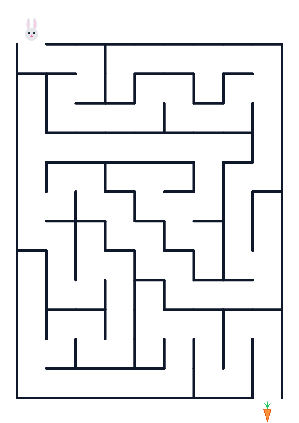 Maze for kids age 4-5 — rabbit and carrot (printable)