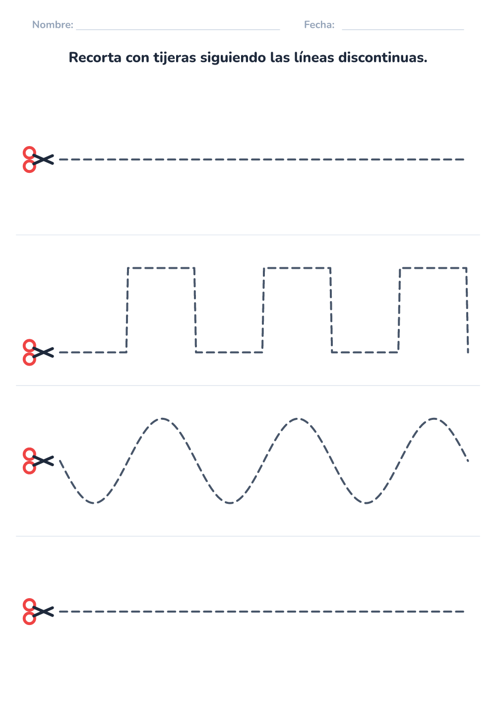 Practicar con tijeras (fácil, para imprimir)