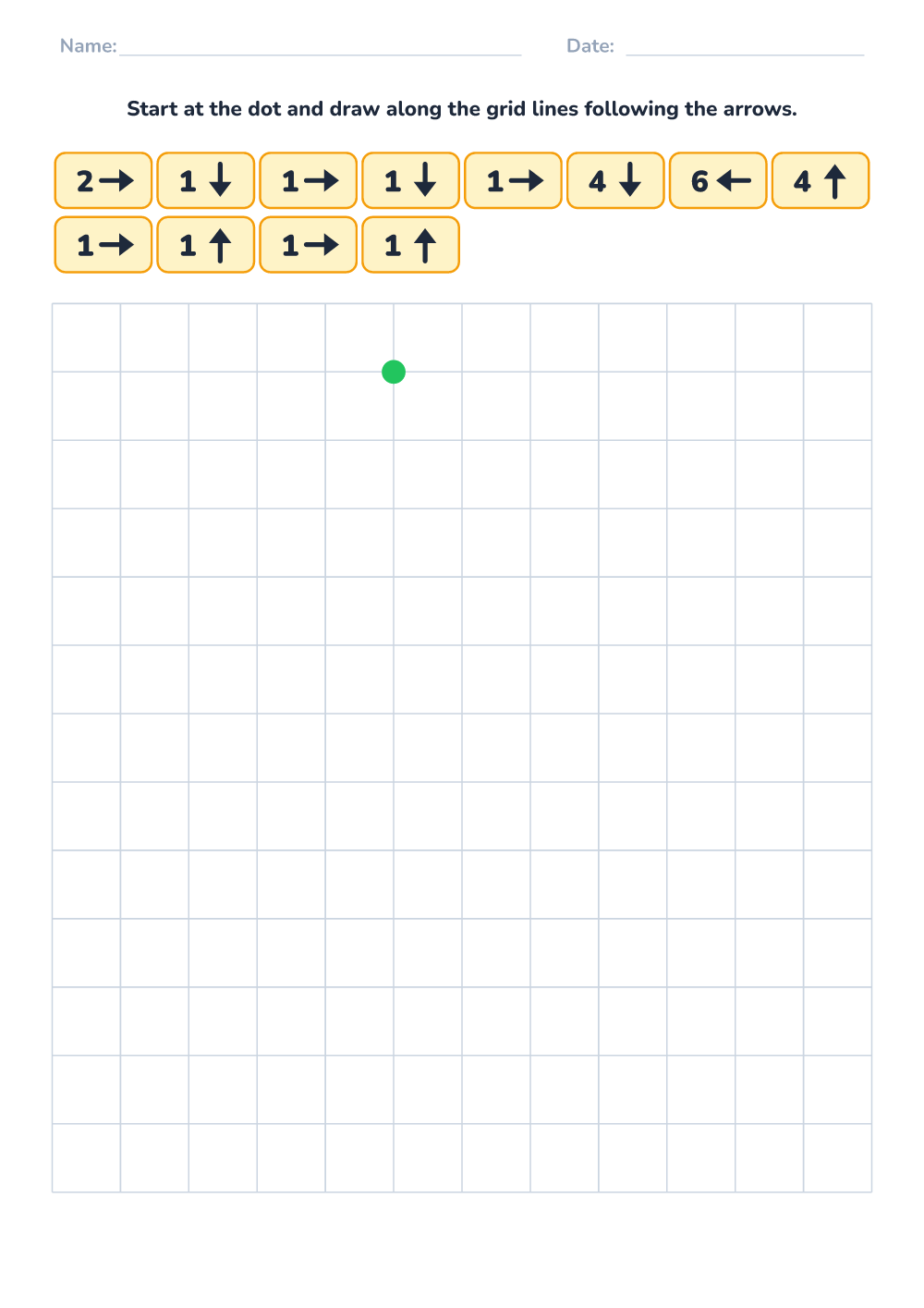 Grid drawing by arrows (medium, printable)
