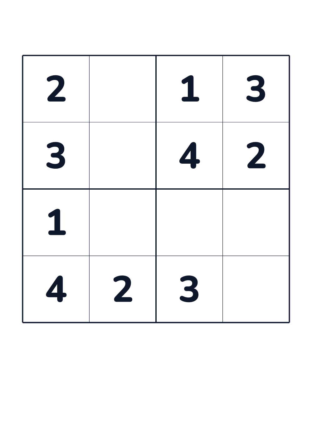 Sudoku 4x4 for kids age 4-5 (printable)