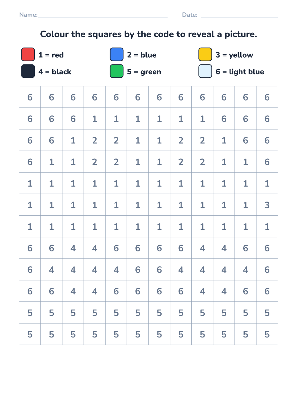 Color by code (medium, printable)