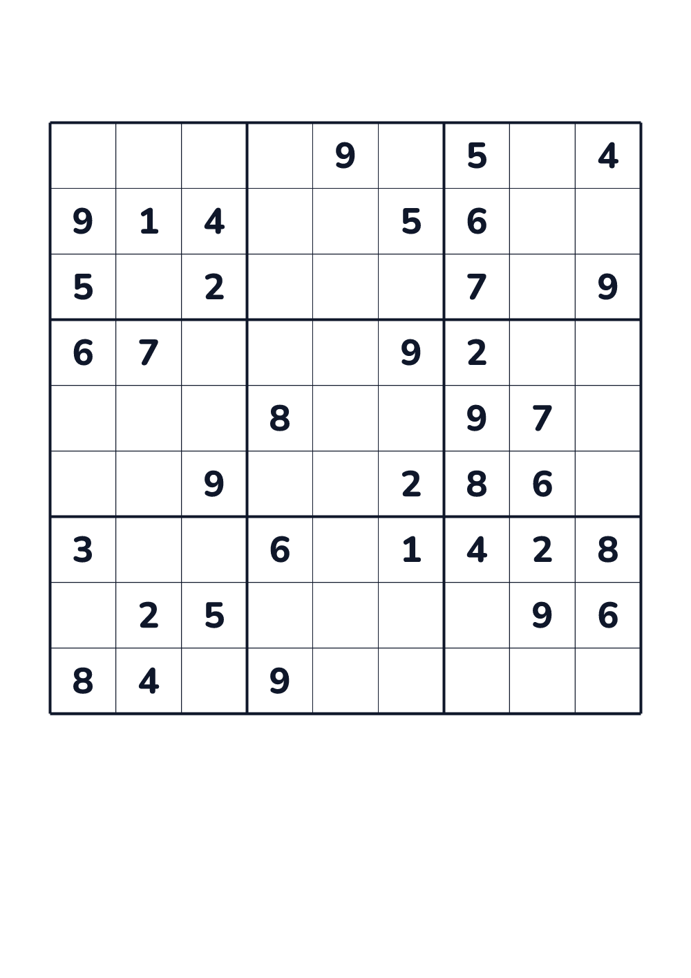 Sudoku 9x9 for kids age 8-10 (printable)