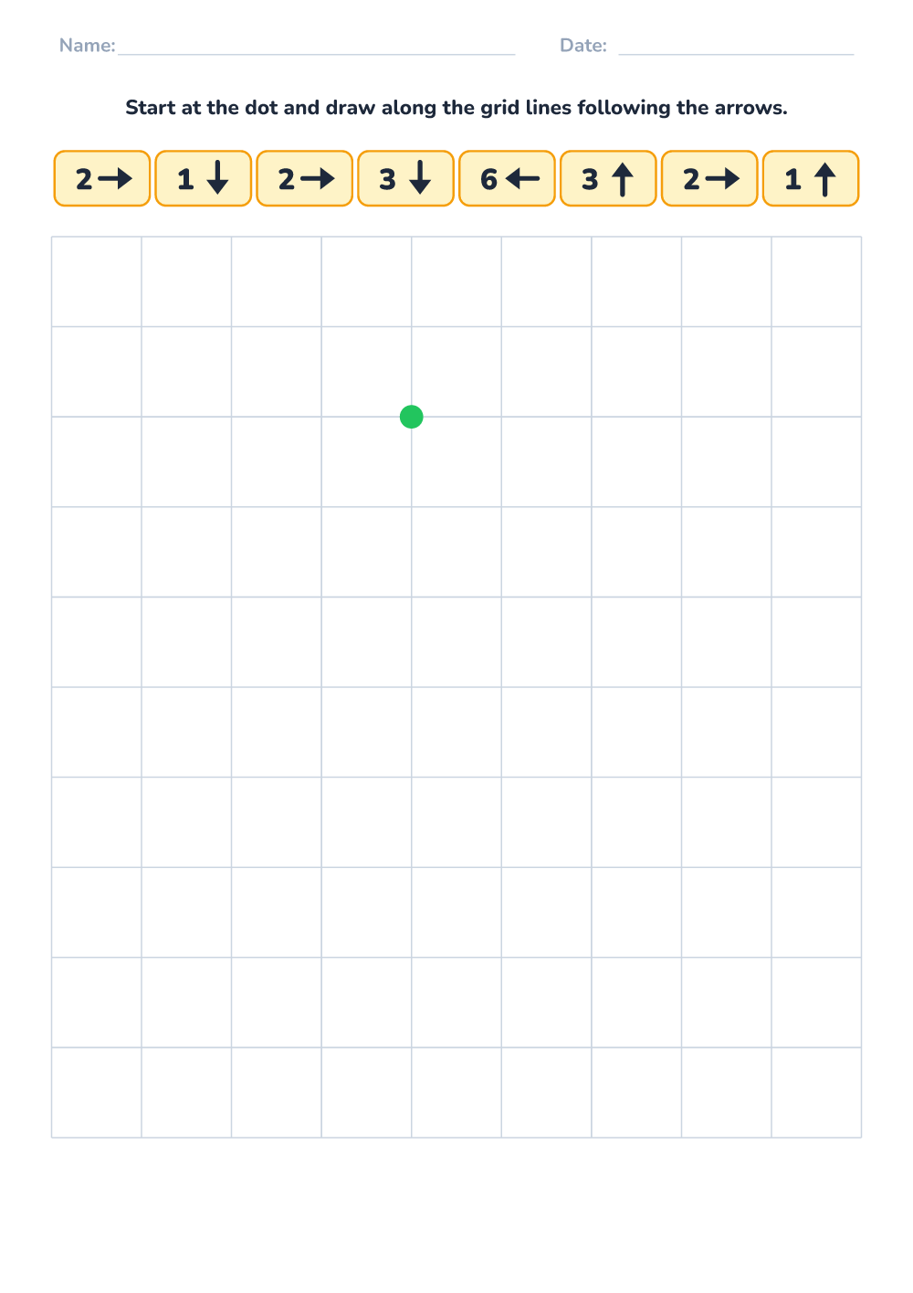 Grid drawing by arrows (easy, printable)