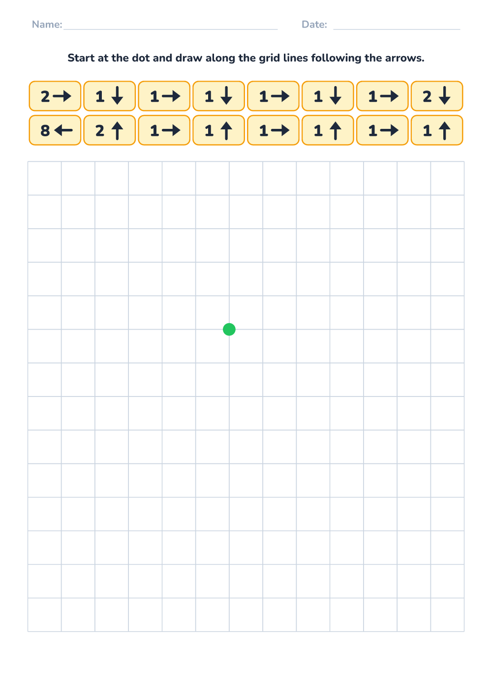 Grid drawing by arrows (hard, printable)